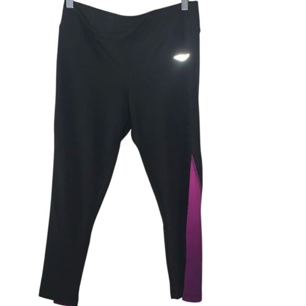 Sportline Black & Purple Athletic Leggings Size 11